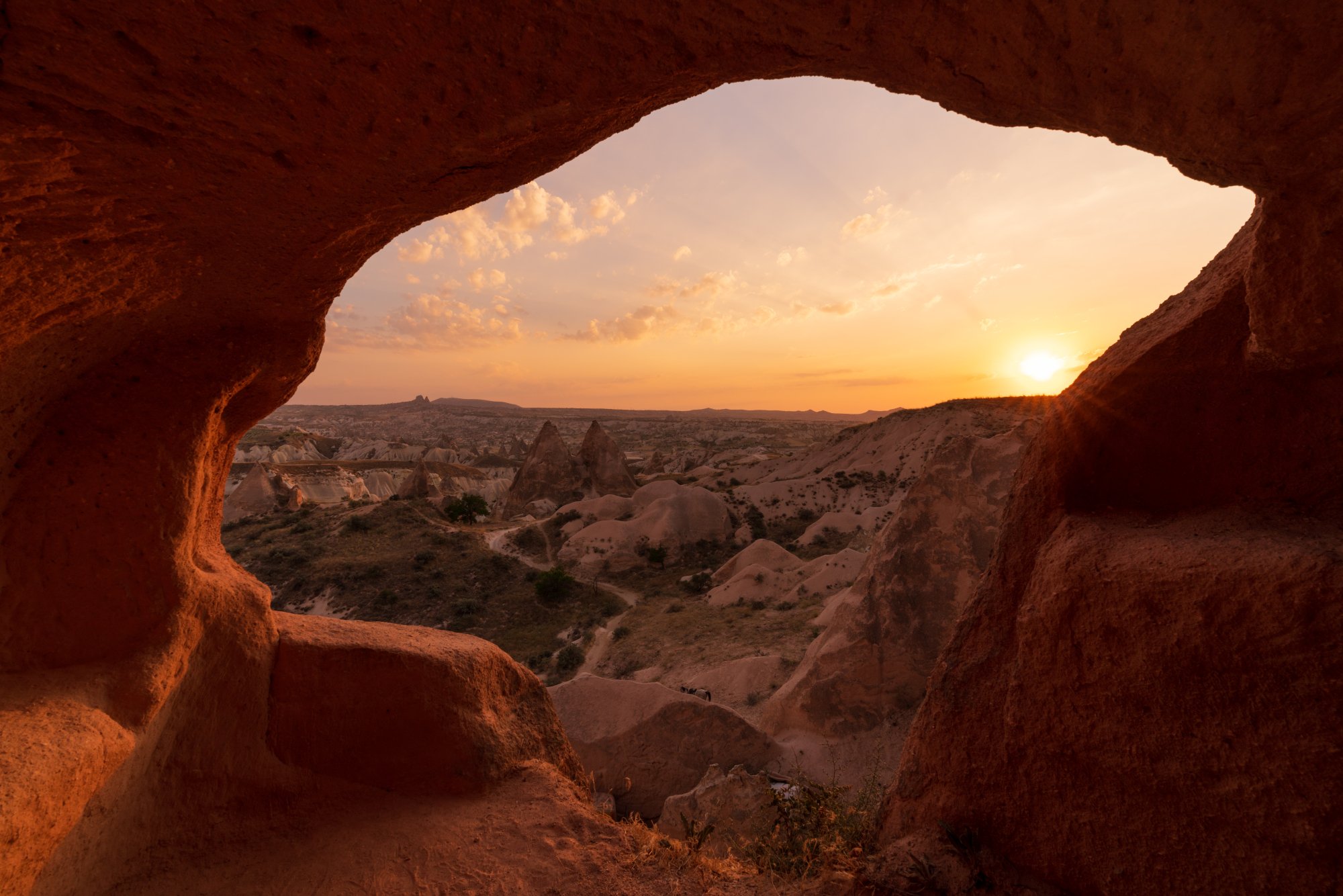 Sunset over Cappadocia from Rose Valley, Turkey