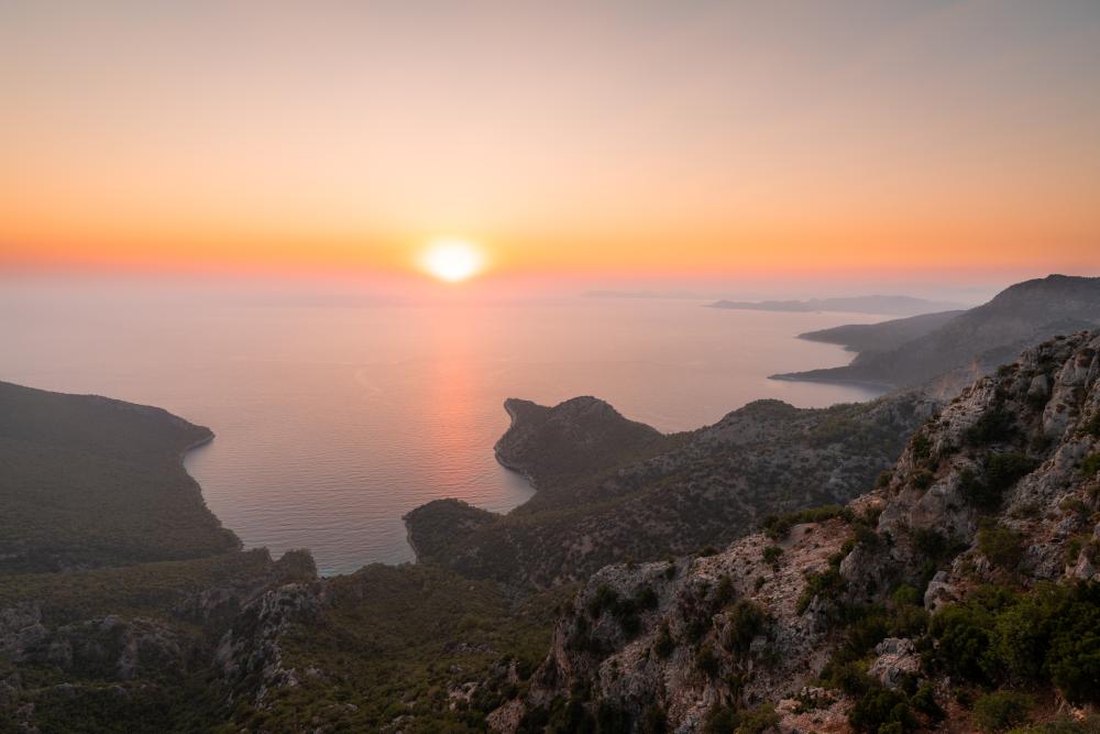 Summer sunset over the Aegean coast, Turkey