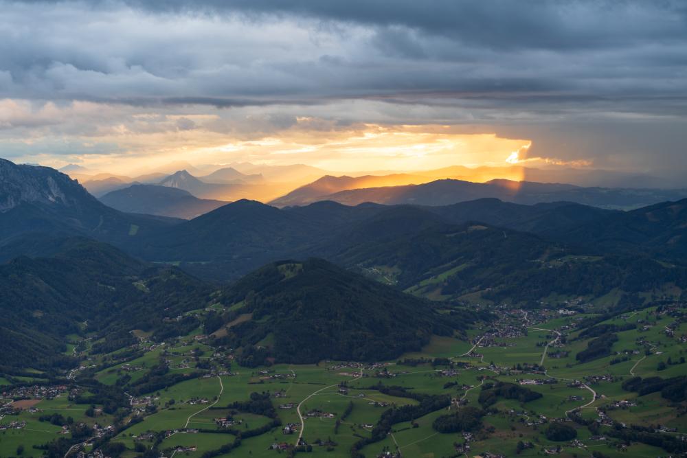 Stormy sunset over Traunsee, Austria