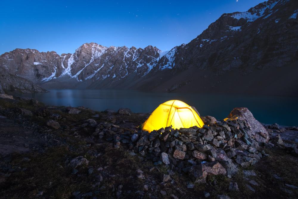 Camping at Ala-Kul lake, Kyrgyzstan