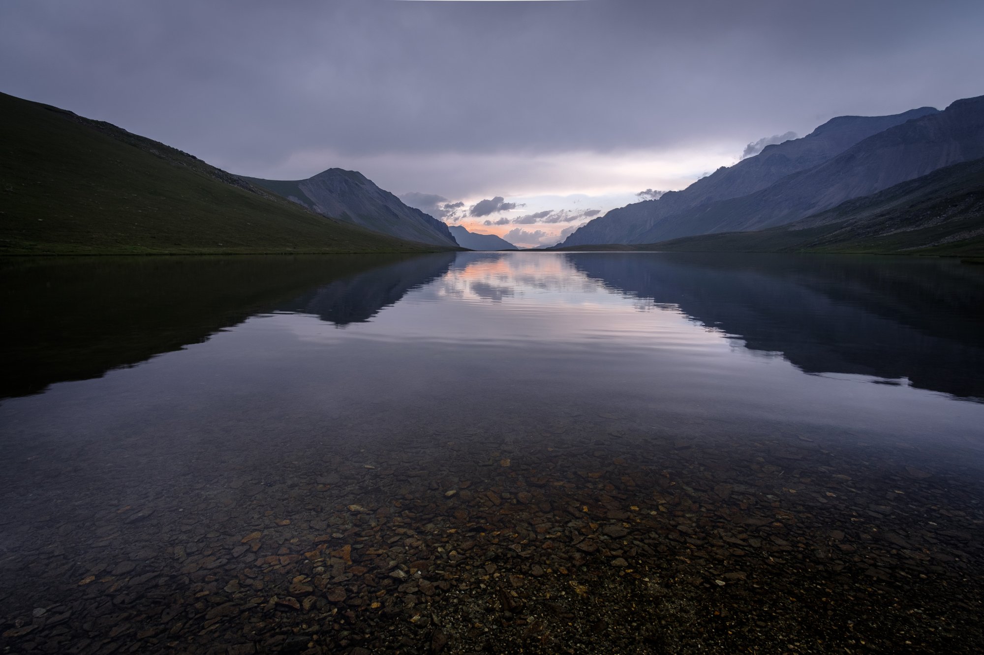 Black rock lake in Lagodekhi National Park, Georgia