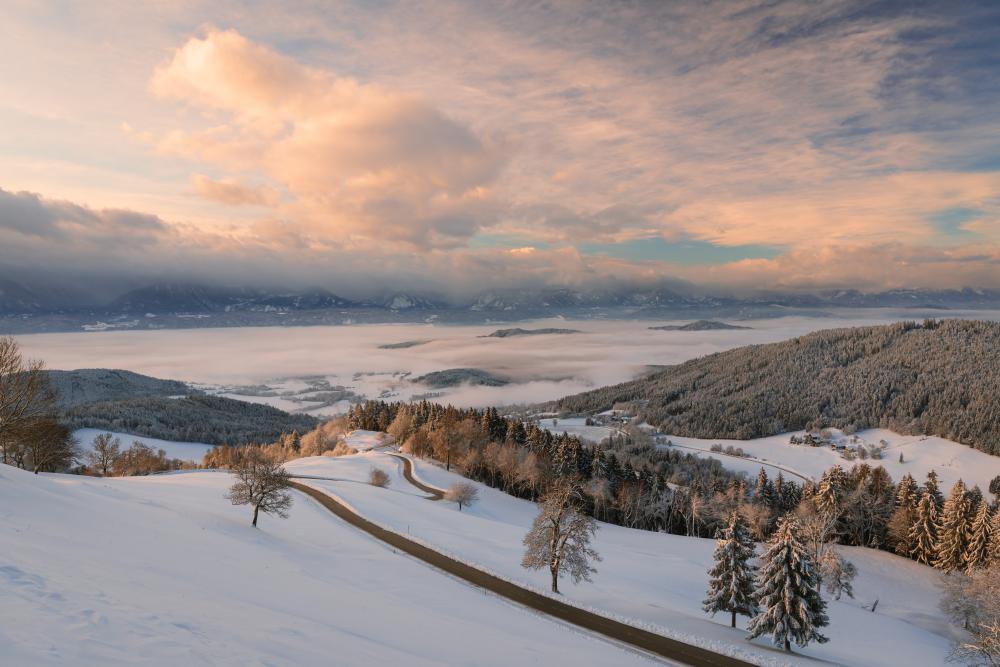Magdalensberg winter sunrise, Austria