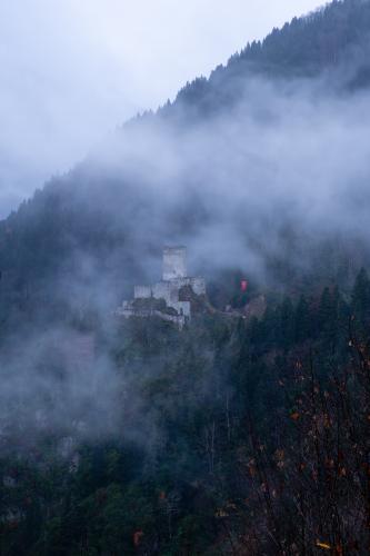 Zil castle on a moody winter day in the Ka\u00e7kar Mountains, Turkey
