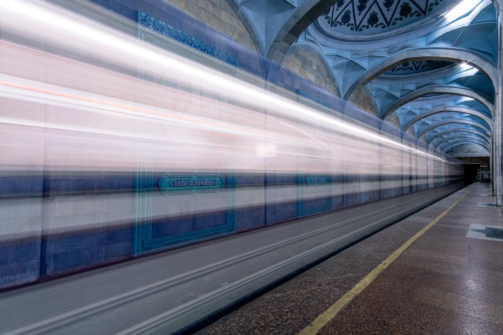 Tashkent metro long exposure, Uzbekistan