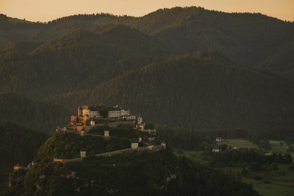Hochosterwitz Castle on a lush green summer morning, Carinthia, Austria