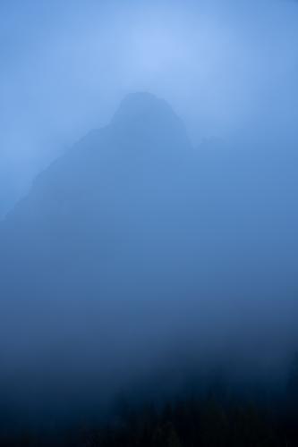 Thick blue fog in Gesäuse National Park, Austria
