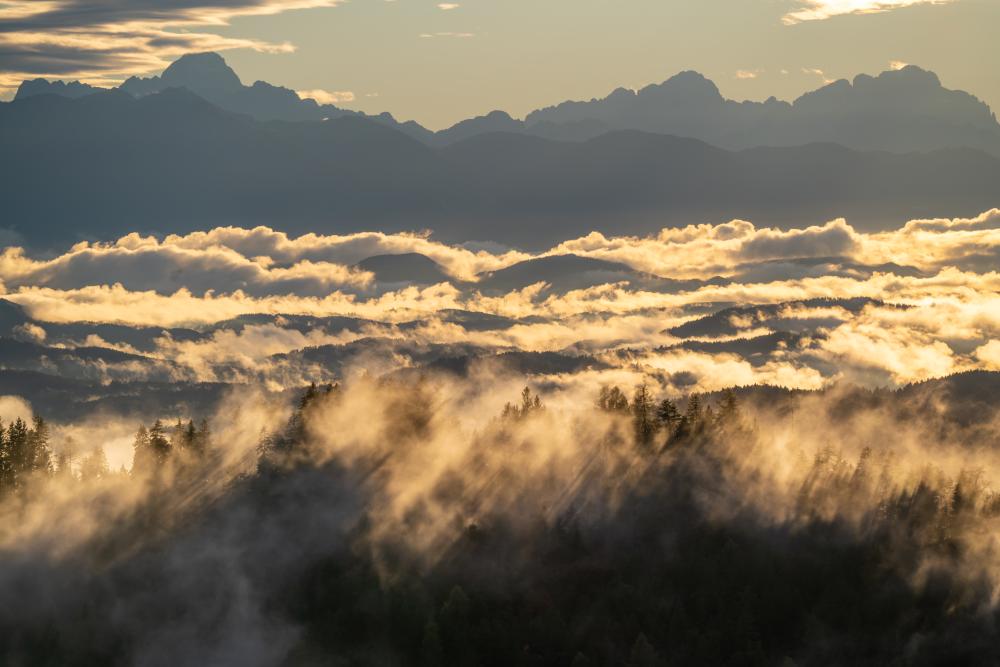 Layers of fog and light, Karawanken, Austria