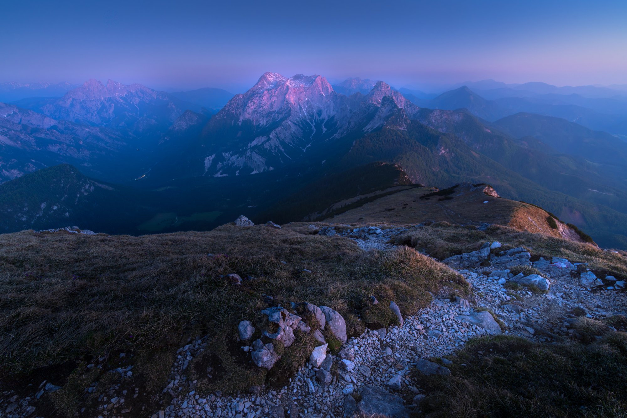 Gesäuse summer sunrise panorama