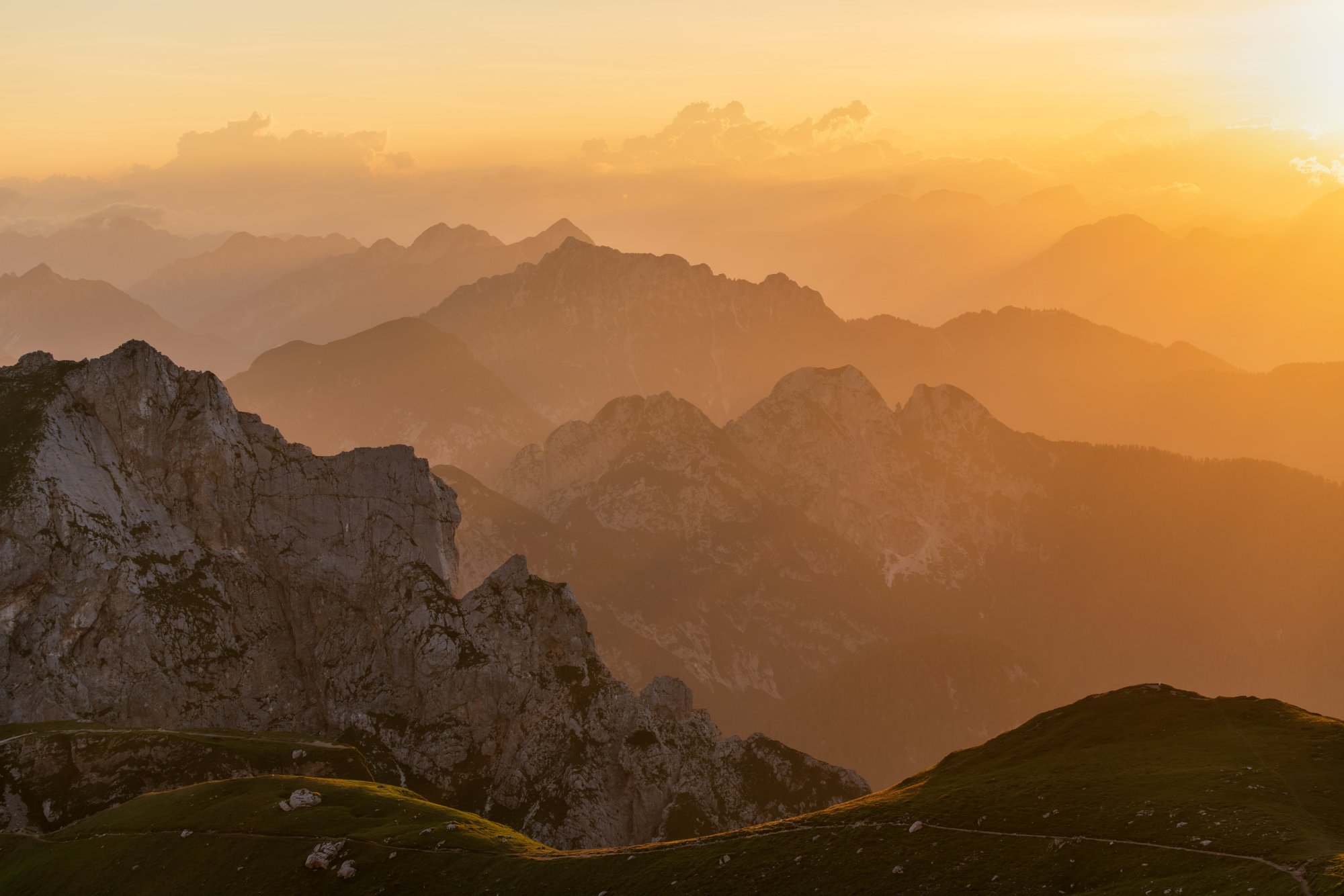 Layers of light and mountains, Mangart, Italy